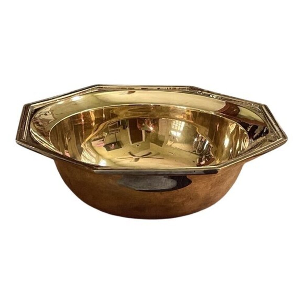 Vtg Art Deco Brass Bowl Trinket Jewelry Holder Ashtray Accent Shiny Handcrafted